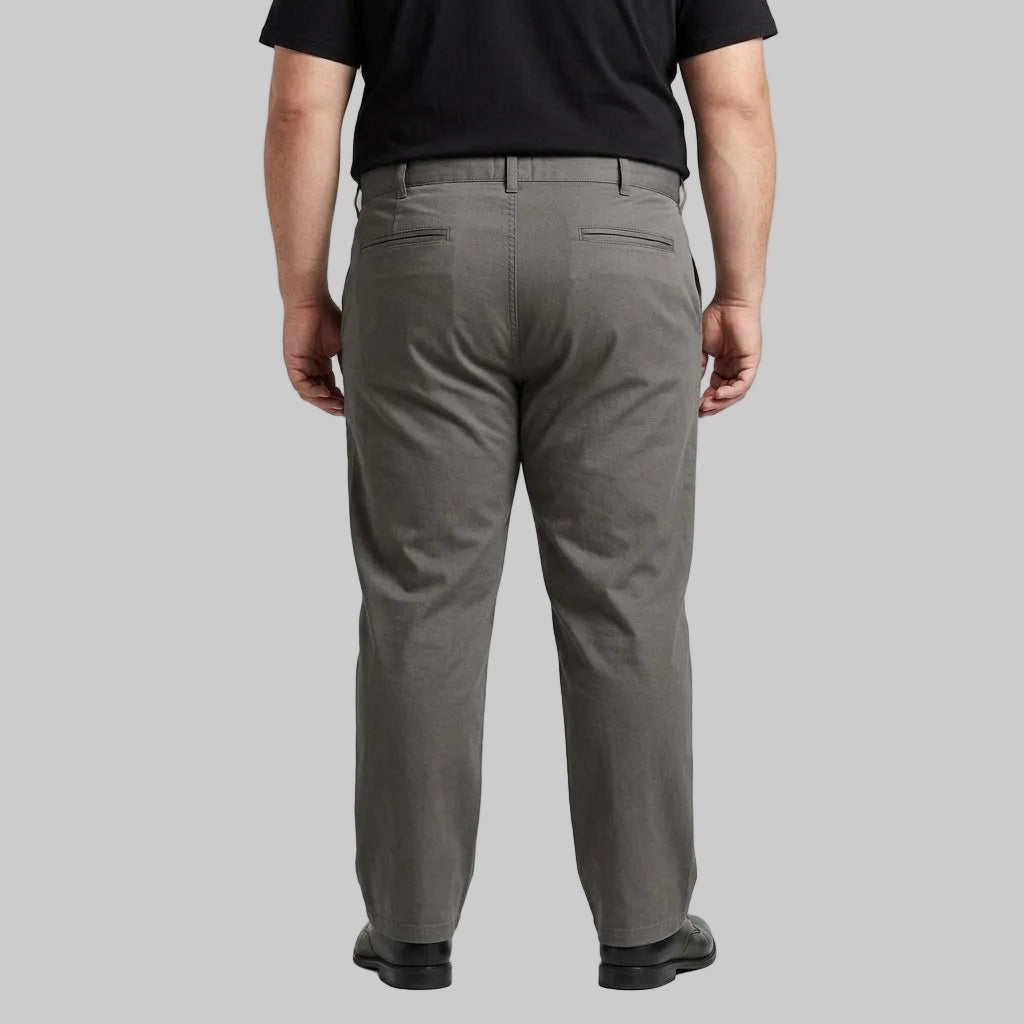 Charcoal Grey Plus Size Straight-Fit Cotton Pant for Men