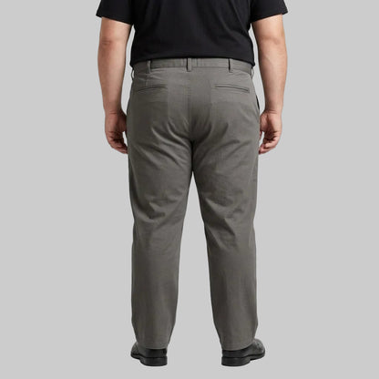 Charcoal Grey Plus Size Straight-Fit Cotton Pant for Men