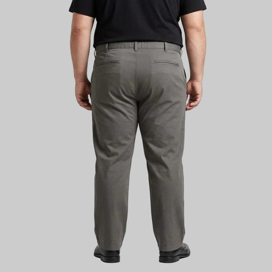 Charcoal Grey Plus Size Straight-Fit Cotton Pant for Men