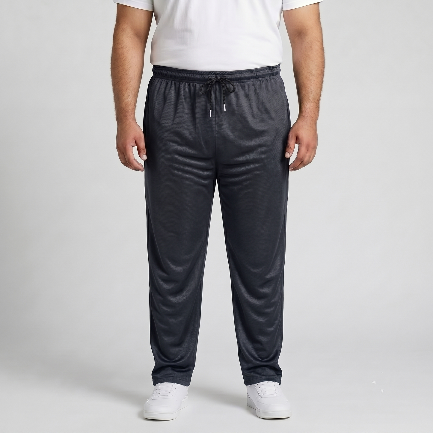 Charcoal Mesh Polyester Plus Size Trouser PSM-9082