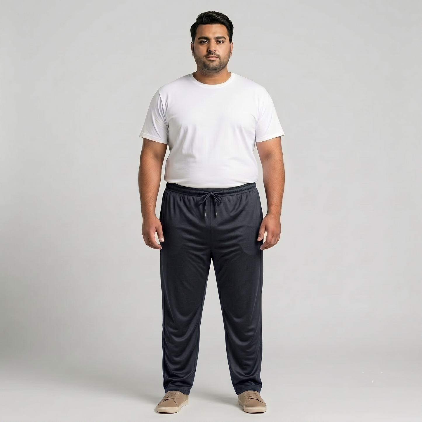 Charcoal Mesh Polyester Plus Size Trouser PSM-9082