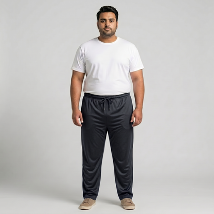 Charcoal Mesh Polyester Plus Size Trouser PSM-9082