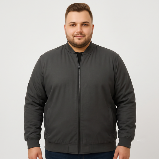 Charcoal Plus-Size Bomber Jacket – Matte Finish PSM-10080