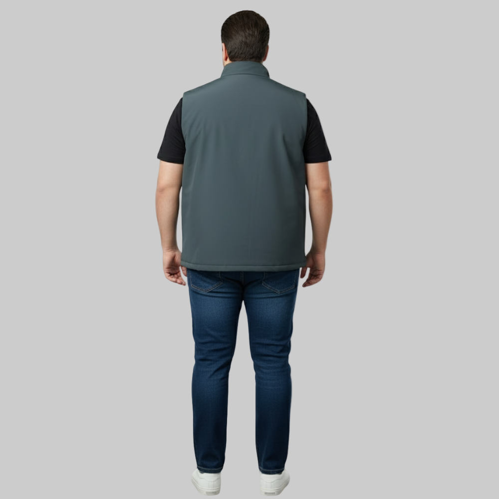 Charcoal Plus-Size Sleeveless Puffer Jacket PSM-10006