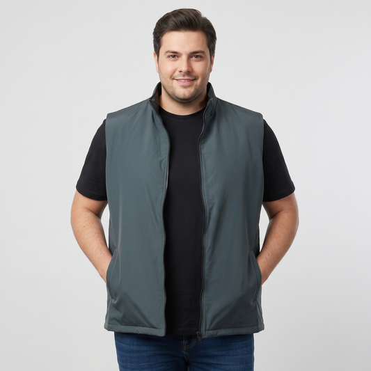 Charcoal Plus-Size Sleeveless Puffer Jacket PSM-10006