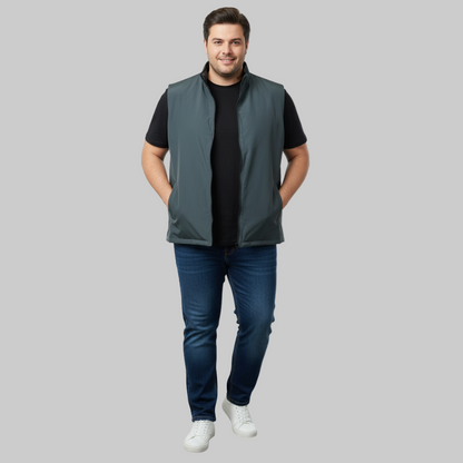 Charcoal Plus-Size Sleeveless Puffer Jacket PSM-10006
