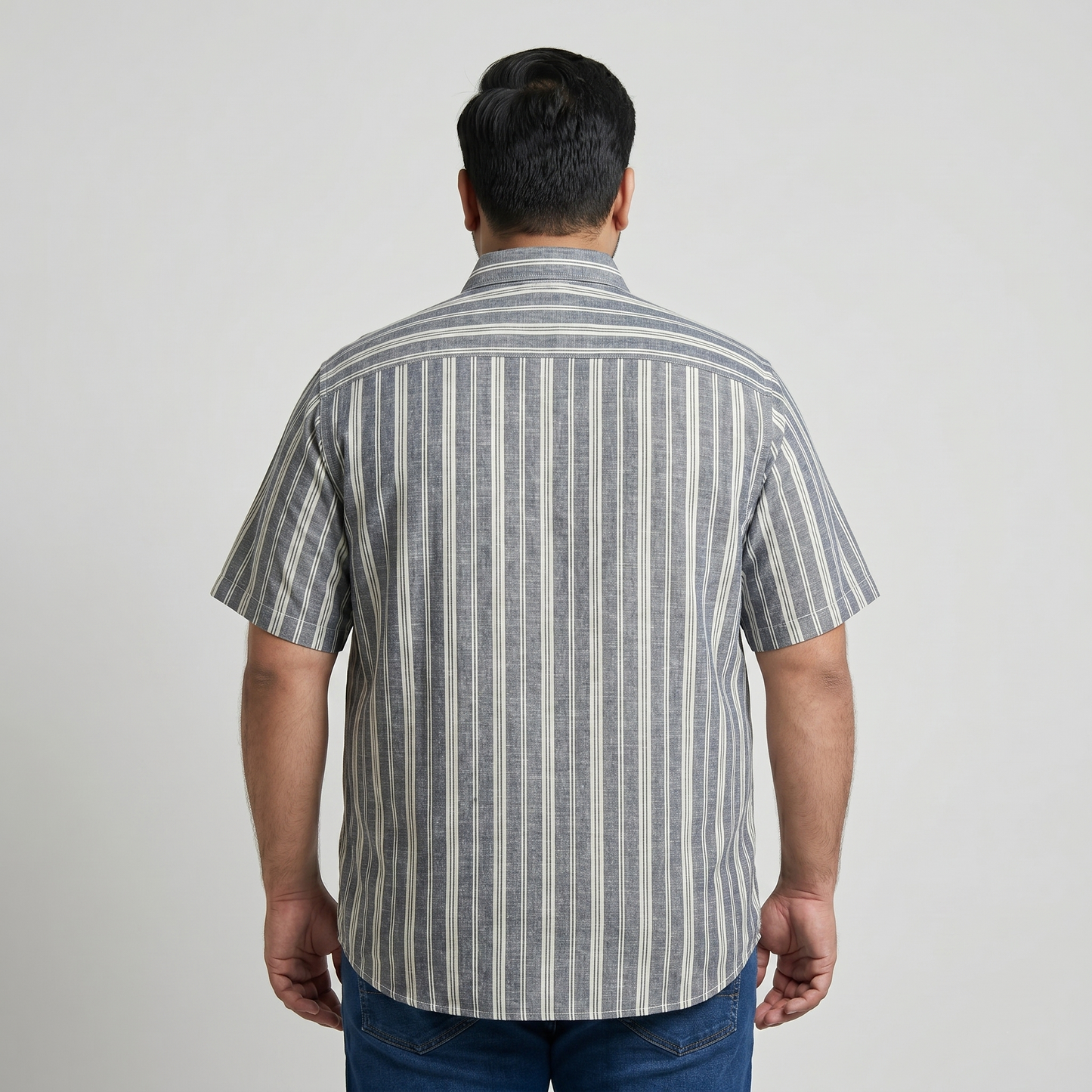 Charcoal Stripe Half Sleeve Casual Shirt PSM-11204