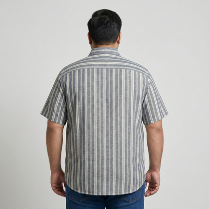 Charcoal Stripe Half Sleeve Casual Shirt PSM-11204