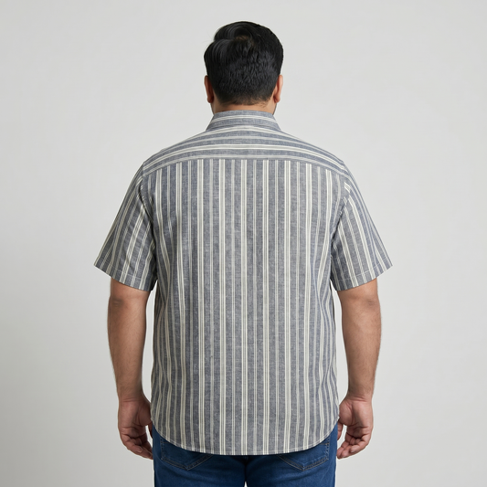 Charcoal Stripe Half Sleeve Casual Shirt PSM-11204