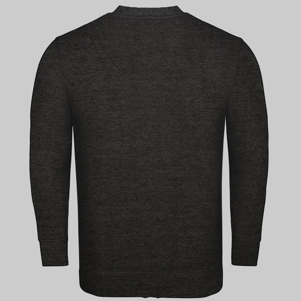 Charcoal supersoft V-neck cardigan for big and tall men with button front, ribbed cuffs, and relaxed fit shown in a clean studio image