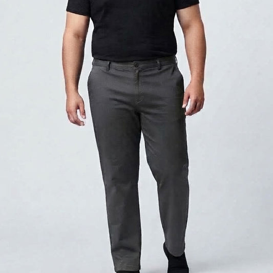 Charcoal Textured Cotton Chino Pants made from slightly stretchable cotton fabric.