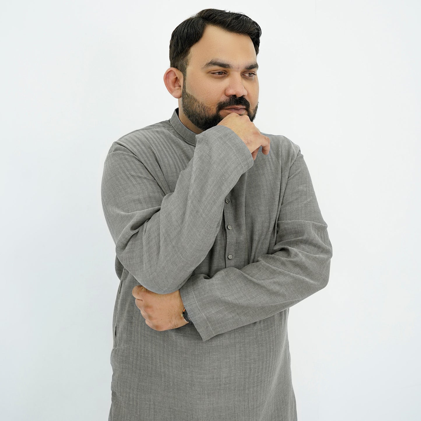 Charcoal Textured Cotton Plus Size Kurta Pajama PSM-9057