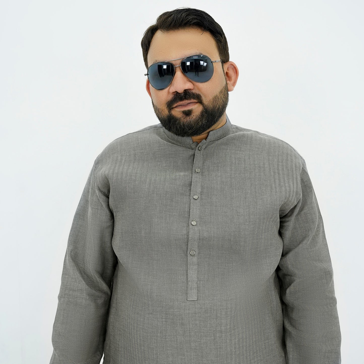 Charcoal Textured Cotton Plus Size Kurta Pajama PSM-9057