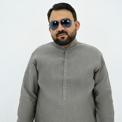 Charcoal Textured Cotton Plus Size Kurta Pajama PSM-9057