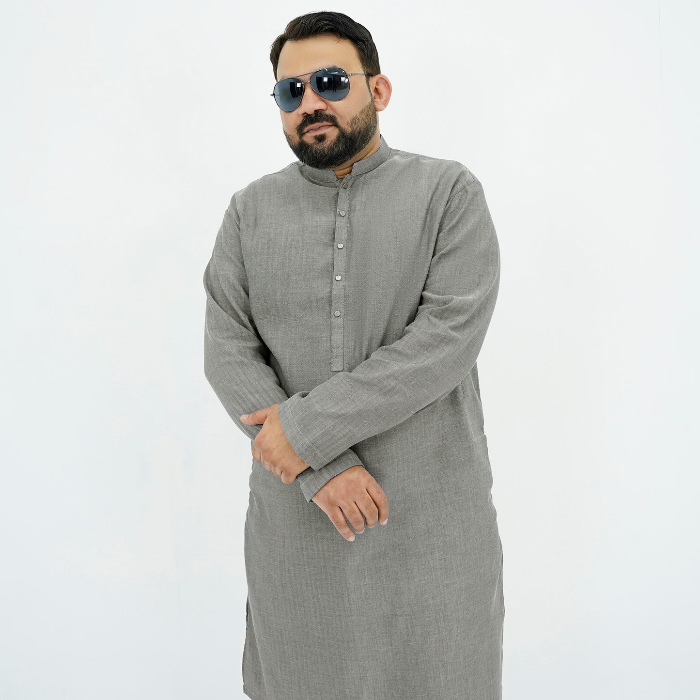 Charcoal Textured Cotton Plus Size Kurta Pajama PSM-9057