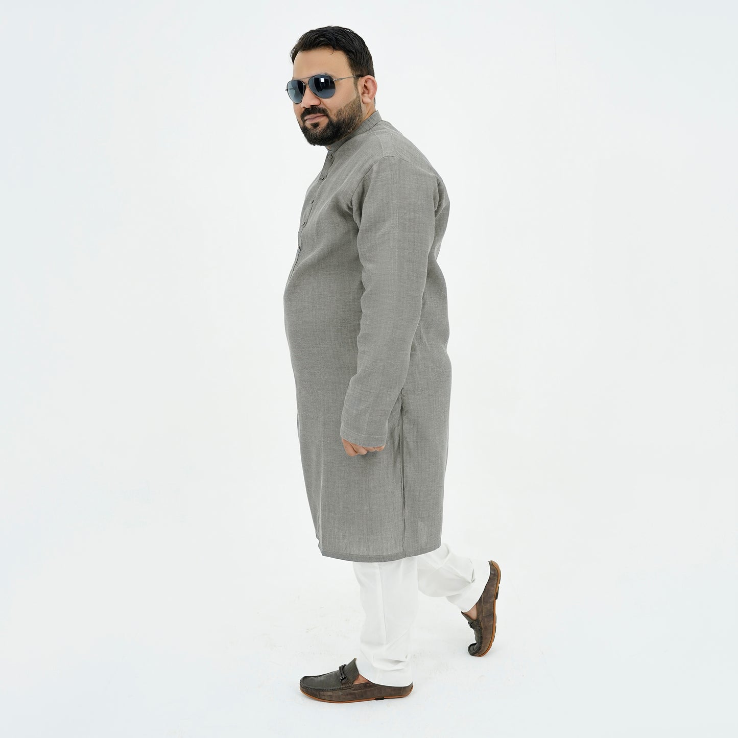 Charcoal Textured Cotton Plus Size Kurta Pajama PSM-9057