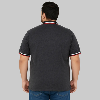 Charcoal Tipped Collar Plus Size Polo Shirt  PSM-10708
