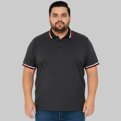 Charcoal Tipped Collar Plus Size Polo Shirt  PSM-10708