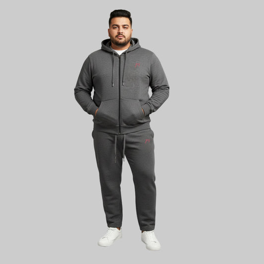 Charcoal Plus Size Fleece Hoodie & Trouser Set PSM-10248