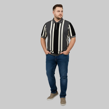 Charcoal Vertical Stripe Polo T-Shirt PSM-10638