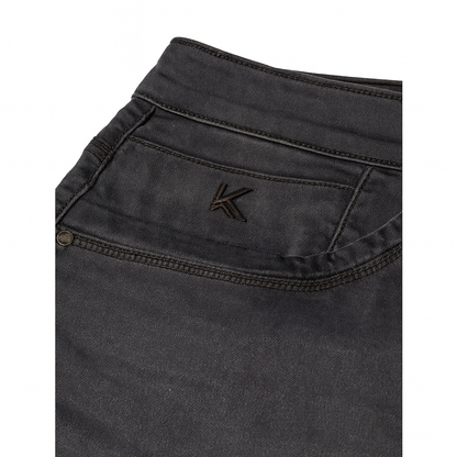 Charcoal grey regular fit straight leg stretch jeans – cotton blend.