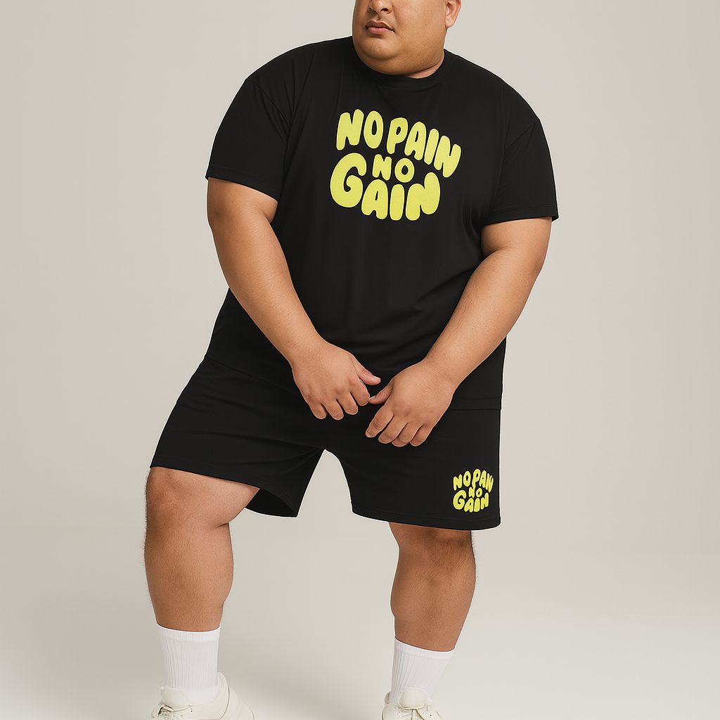 No Pain No Gain Plus-Size Shorts Set PSM-9902