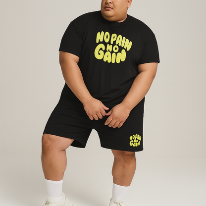 No Pain No Gain Plus-Size Shorts Set PSM-9902