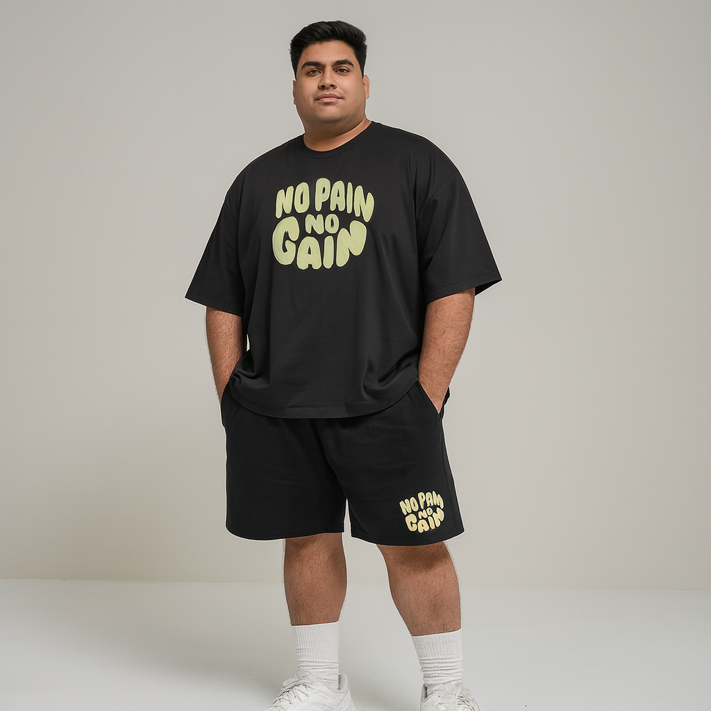 No Pain No Gain Plus-Size Shorts Set PSM-9902