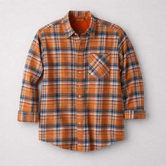 Pumpkin Plaid Flannel Shirt PSM-10447