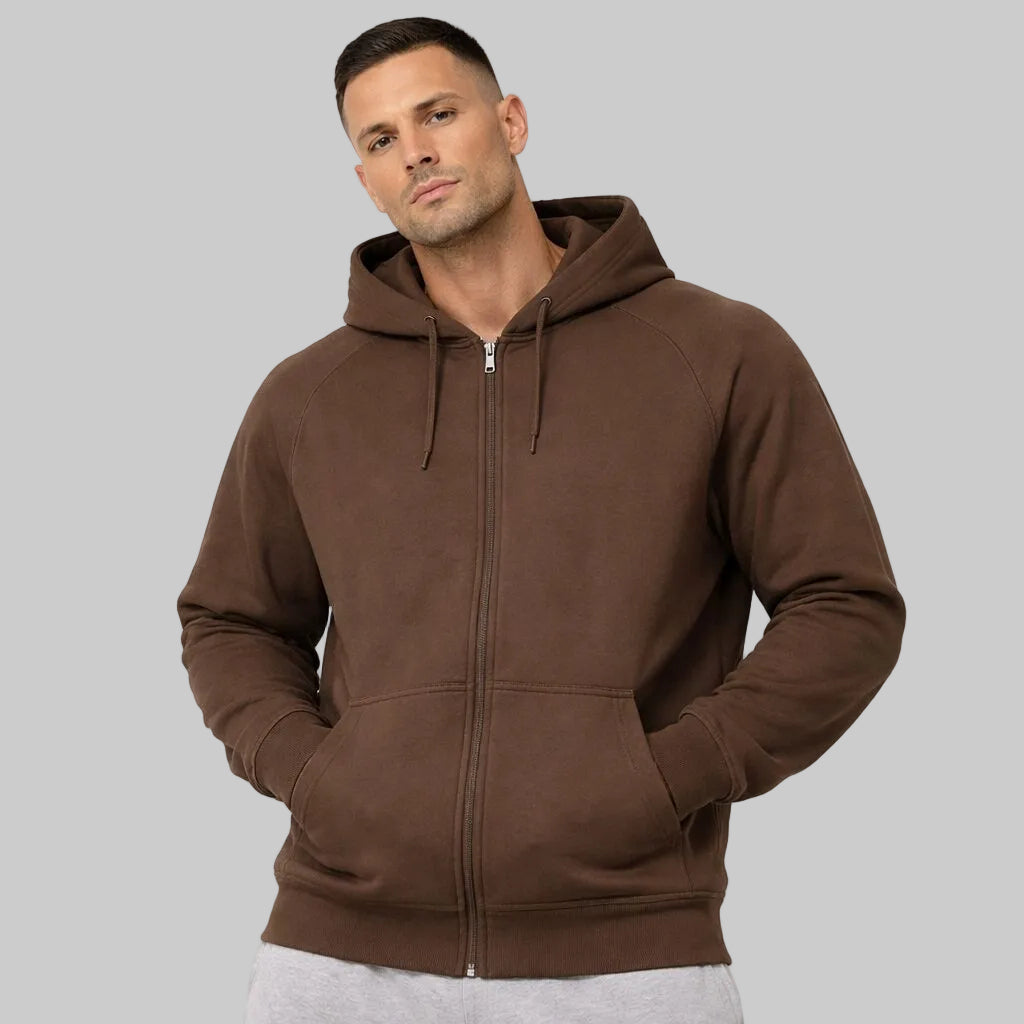 Premium Brown Full-Zip Winter Hoodie PSM-10469