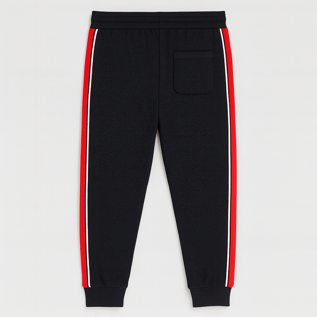 Classic Black Joggers with Red Side Stripes PSM-10130