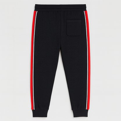 Classic Black Joggers with Red Side Stripes PSM-10130