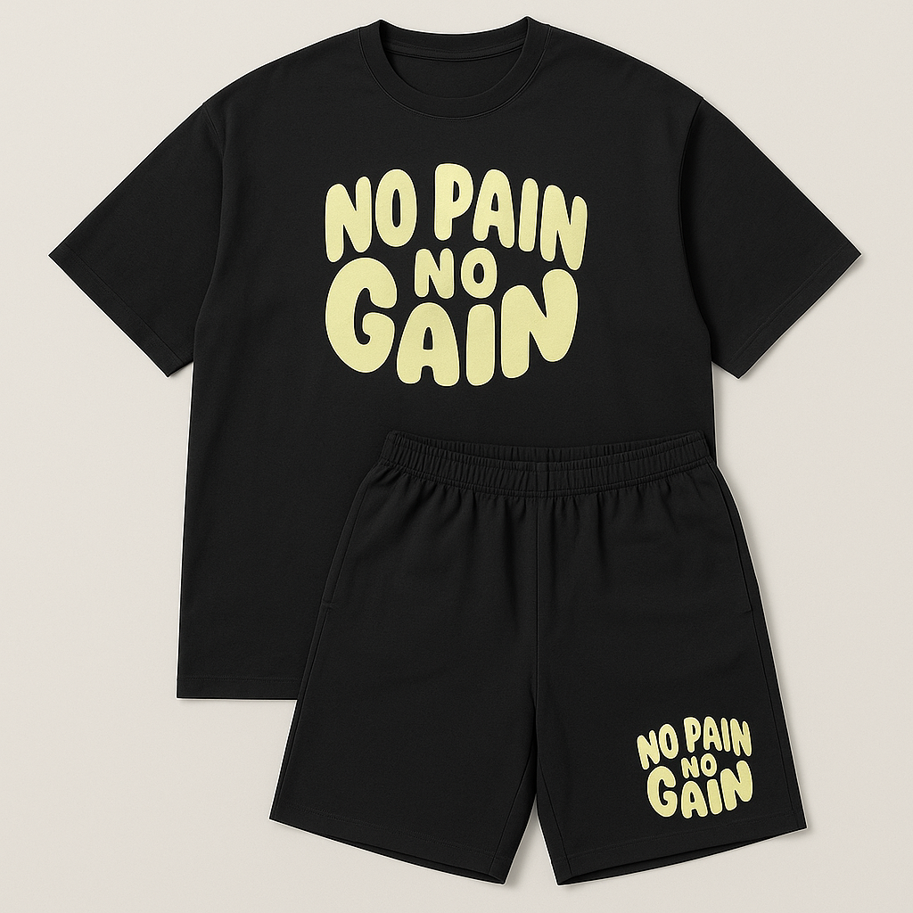 No Pain No Gain Plus-Size Shorts Set PSM-9902
