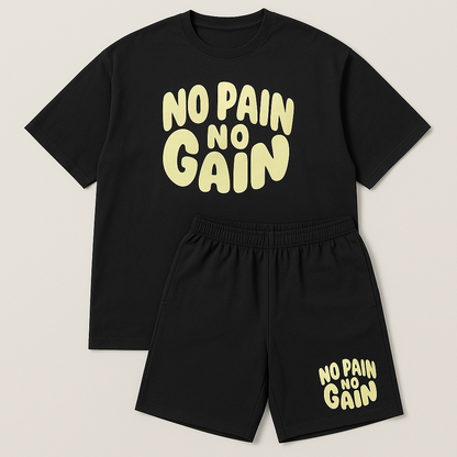 No Pain No Gain Plus-Size Shorts Set PSM-9902