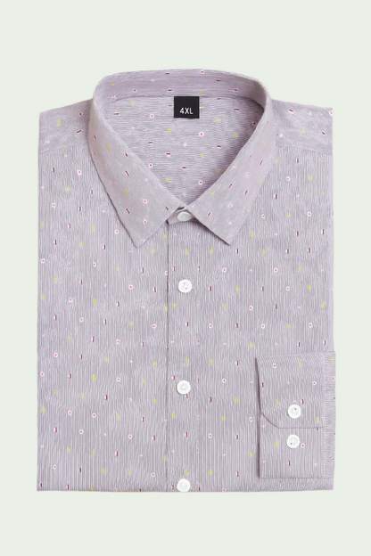 Lavender Micro-Dot Plus Size Casual Shirt PSM-9882