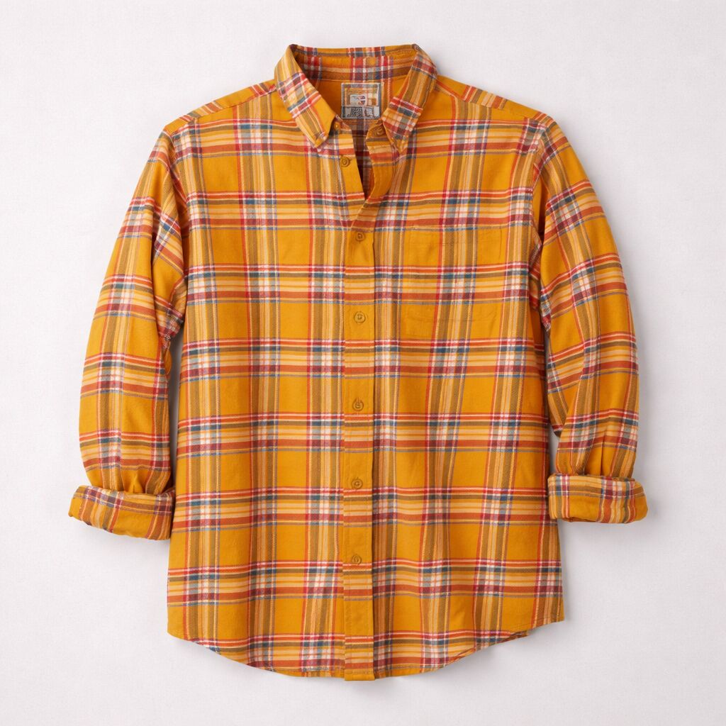 Camel Plaid Flannel Shirt PSM-10448