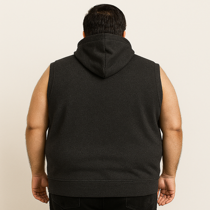Charcoal Plus Size Sleeveless Zip-Up Fleece Hoodie PSM-9845