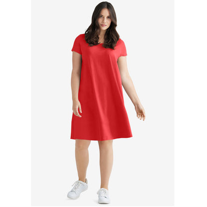 Chili Red A-Line Tee Dress PSW-8714