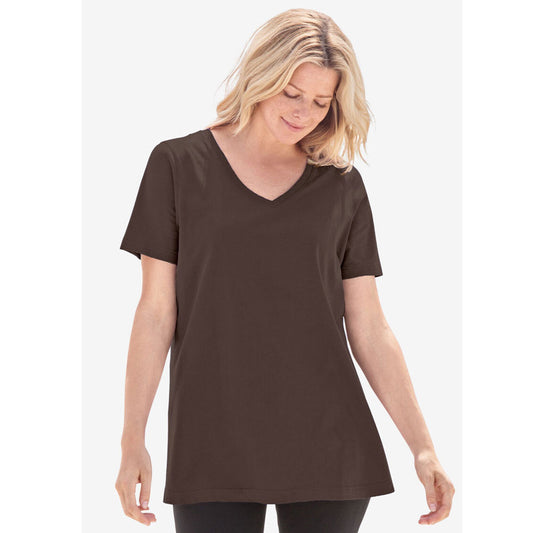 Chocolate Perfect Short-Sleeve V-Neck Tee PSW-7918