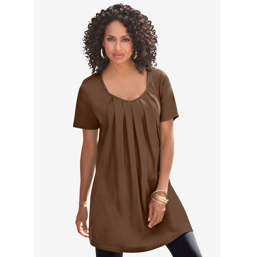 Chocolate Pleatneck Ultimate Tunic PSW-8050