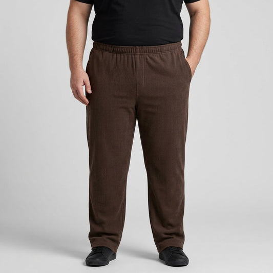 Chocolate knit ribbed plus size trousers for men