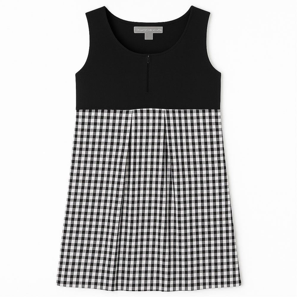 Classic Black Gingham Sleeveless Lounger for plus-size women - casual and breathable