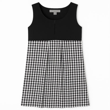 Classic Black Gingham Sleeveless Lounger for plus-size women - casual and breathable