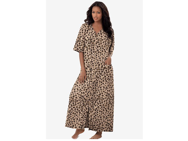 Random Color Long French Terry Zip-Front Robe PSW-6405