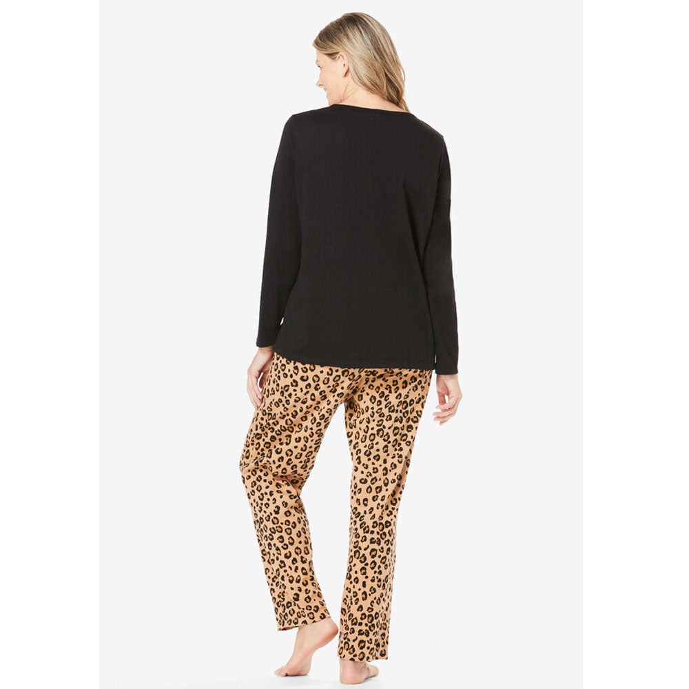 Classic Leopard Long Sleeve Knit PJ Set PSW-8468