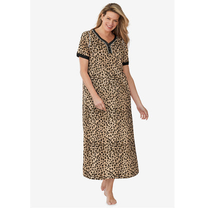 Classic Printed Long Henley Sleepshirt PSW-8530