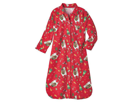 Classic Red Flannel Button Down Night Gown PSW-7525