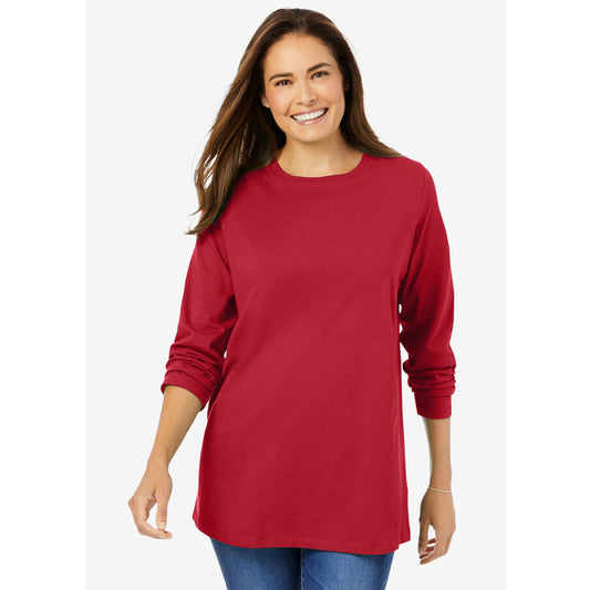 Classic Red Perfect Long-Sleeve Crewneck Tee PSW-8094