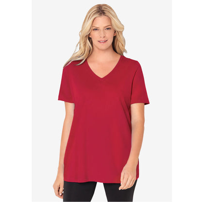 Classic Red Perfect Short-Sleeve V-Neck Tee PSW-8033