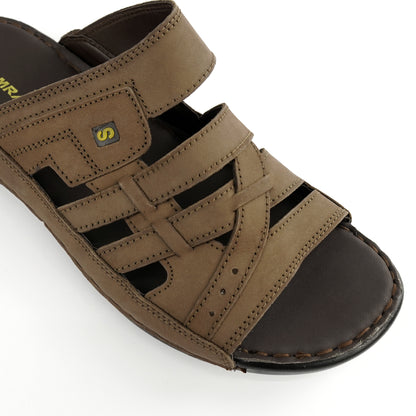 Classic Brown Nubuck Leather Comfort Mens Slipper SCD-213 PSM-9475
